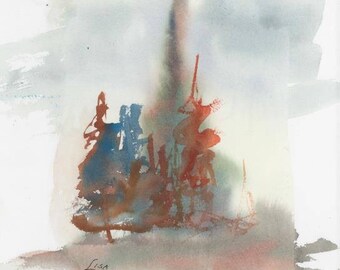 Original Watercolor - Rustic Trees