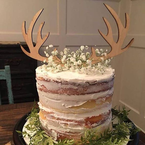 Custom Wood Deer Antler Cake Topper Winter Woodland Themed