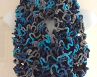 Grey and Blue Lacy Ladies Scarf