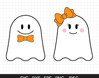 Ghost svg, Halloween svg, Girl ghost svg ,Boy ghost svg, Ghost with bow svg, kids halloween, spooky svg, cut files for CirCut & Silhouette