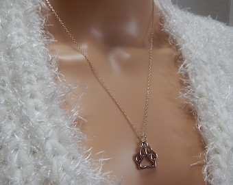 Paw Print pendant in antique silver (plated)