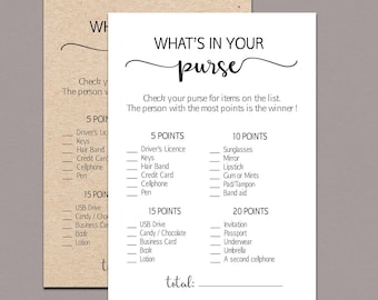Luscious image in what's in your purse bridal shower game free printable Impeccable image with what's in your purse bridal shower game free printable
