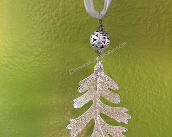 Silver Oak Electroplated Leaf Christmas Ornament by Denise's Creations