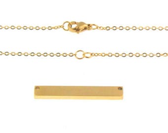 10 Pack Gold Plated Stainless Steel Bar Necklace Components, Name Plate Necklaces, Stamp Blanks, Stamping Wholesale Jewelry SBB0076