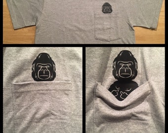 Middle Finger Harambe Gorilla Pocket T Shirt