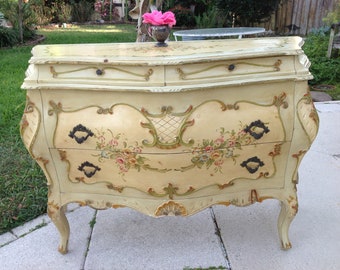 THIS is the BOMBE Chest / Venetian Chest Carved Wood /Rococo Baroque Chest of drawers / Shabby Chic at Retro Daisy Girl