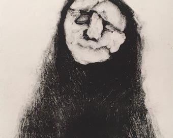 Cloak, original monotype print