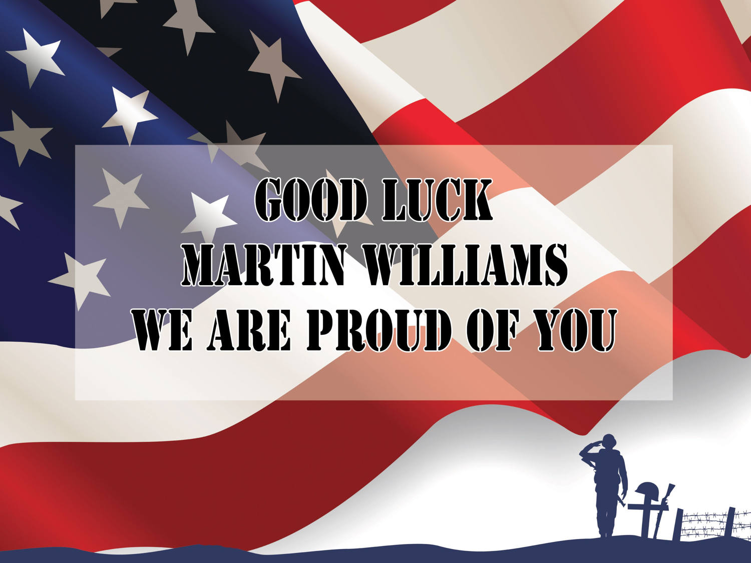 Good Luck Military Banner Army Salute Personalized Party