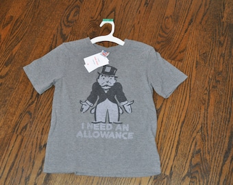 Boys Medium Monopoly Tee, Thrifted Gray Shirt, Boys Gray Shirt, Boys Monopoly Shirt, Game Night Shirt, Gray Medium Shirt, Thrift Store Finds