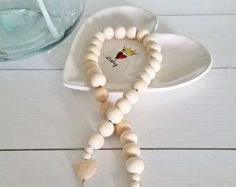 Wood Bead Garland. Wood Bead. Wood Heart Bead. Wood Garland. Bead Garland. Wood Heart.
