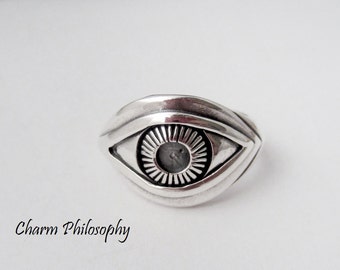 Eye Ring - 925 Sterling Silver Jewelry - Silver Human Eye Ring