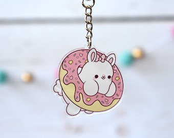 Kawaii Donut Bunny Nugget Acrylic Charm Keychain