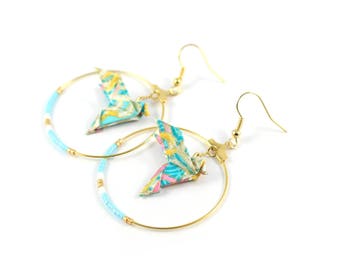 Creole Miyuki Golden doves blue Origami Japanese paper