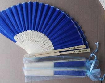 SILK FANS with Organza Bag, Bamboo Fans, Wedding Favors, Bridal Shower, Quinceanera, Birthdays, Personalized (50, 100, 150, 200, 250)