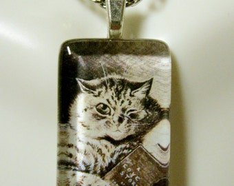 A love story cat pendant and chain - CGP09-025