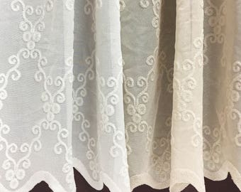 Sheer Fabric - Polyester Patterned Sheer Panel - White or Champagne Sheer - Leafy Vine Pattern - Singed Flower Fabric - P20 - 1 Panel