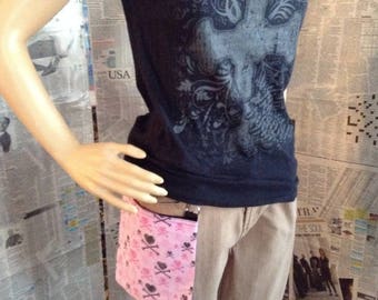 Hip Pocket/Hip Bag/Waist Bag/Pink Skull & Crossbones Bag/Side Pocket Bag/Biker Bag/Teen Girl Gift/Gothic Hip Bag/Purse/Bad Girl 3 Hip Pocket