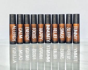 SET of FIVE & Up || 10ml Roller Bottle Labels for Essential Oils