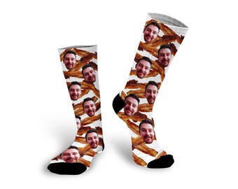 Custom Photo Socks, Bacon Socks, Personalized Photo Socks, Funny Photo Socks, Custom Printed Socks, Men Socks, Father's Day --62156-SOX1-603