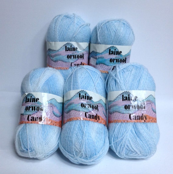 Baby Blue Yarn Bundle Variegated Yarn Destash Acrylic Worsted