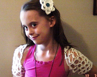 Girls Shrug Crochet Short Sleeve Custom Fit, You Choose Color and Size