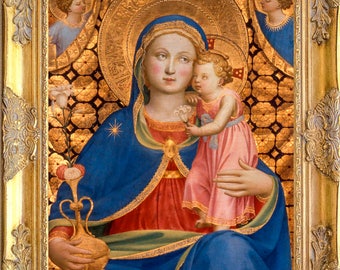 Gorgeous Madonna Art Print, Fra Angelico Madonna of Humility, Framed, Print on Canvas