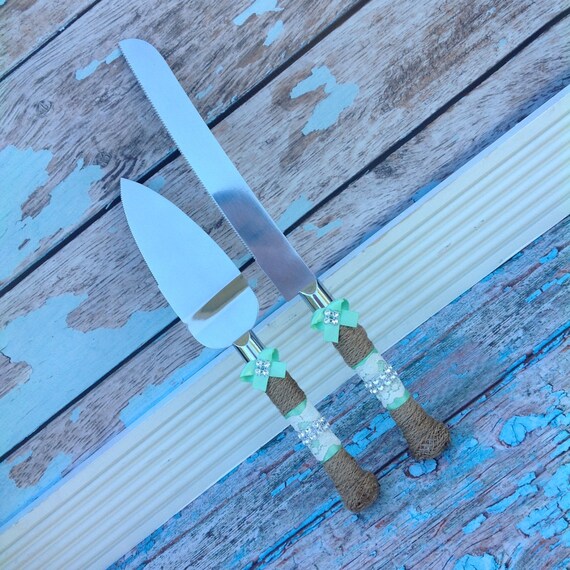 MINT / Wedding cake knife set / burlap knife set / cake