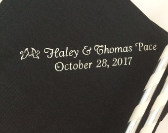 Personalized Napkins Custom 50 100 150 200 250 300 400 500 Cocktail Wedding Anniversary Birthday Printed Monogram Engraved ALL Occasions