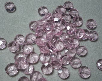 Rose Pink Quartz Faceted Coin Beads 7mm - 8mm
