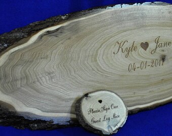 Tree Slice ~ Wedding Guest Book ~ Wood Slab Guest Book ~ Guest Book Alternative ~ Monogram Guest Book ~ Mr and Mrs Sign ~ Wedding Ideas ~