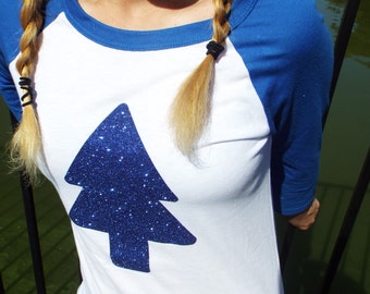 Glitter Gravity Falls Dipper 3/4 Sleeve Tee