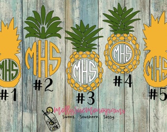 Pineapple vinyl monogram decal