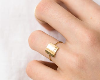 Personalized Letter Ring Gold Dainty Bar Ring Custom