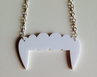 Sale | Vampire | Fangs | True Blood | Twilight | Halloween | Laser Cut | Acrylic | Necklace