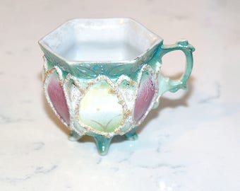 Delightful Octagon Painted Tea Cup with Texture