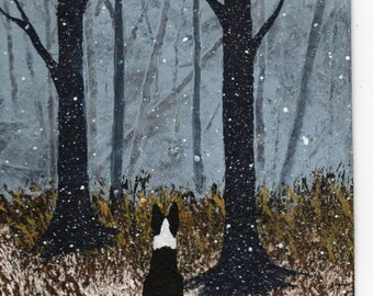 Border Collie dog Winter Art PRINT by Todd Young painting FIRST SNOW