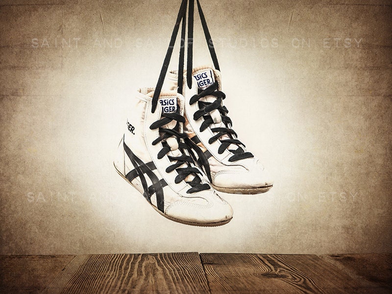Vintage Wrestling Shoes Photo Print Rustic Decor Boys Room Vintage Wrestling Shoes Photo Print Rustic Decor Boys Room