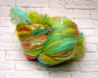Fiber Batt, Art Batt, Fiber Art Batt for Spinning or Felting- "Bubble Gum Pop", 4 ounces