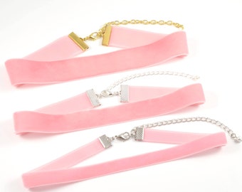 Pink Velvet Choker Pink Choker Dainty Pink Choker Boho Choker Thin Pink Choker Grunge Choker Velvet Ribbon Choker Velvet Necklace