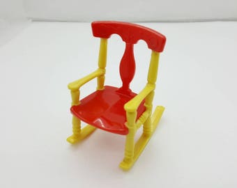 Renwal Rocking Chair Baby Nursery Doll House Toy Yellow and Red Rocker