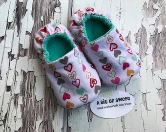Ready to Ship Multi Color Hearts Soft Sole Shoes