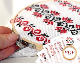 Frames embroidery Ukrainian cross stitch pattern PDF Ukraine embroidery for pillow Borders embroidery design Borders cross stitch for dress
