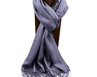 Pashmina, Scarf, Shawl Dark Gray Solid Color