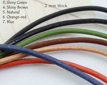 Leather Necklace with Sterling Silver Clasp - 2 mm Choose Color and Length | Leather Cord | Leather String