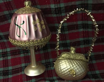 Pair of vintage blown glass ornaments