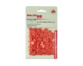 BabySnap 20 plastic push buttons Salmon B17