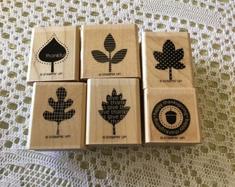 Falling Leaves wooden rubber stamp set by Stamping Up! Partial set, card making, scrapbooking, mixed media, thankful, thanksgiving