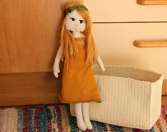 Marigold Cloth Doll - Rag Doll - Fabric Doll - Decorative Doll - Nursery Decor - Girls Birthday Gift- Girls room
