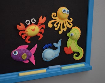 Magnetic Chalkboard WITH Foam Sea Animal Magnets