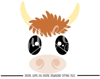 Cow face svg / dxf / eps / png files. Digital download. Compatible with Cricut and Silhouette machines. Small commercial use ok.